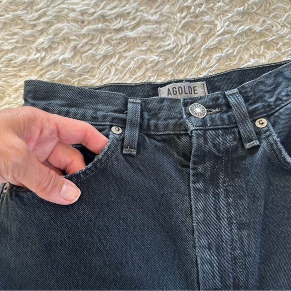 AGOLDE Women's Pinch Waist High Rise Kick Jeans  Size 25 Pepper Black Cotton - Picture 5 of 9